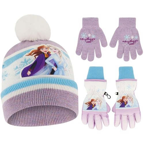 Little Girls Rainbow Pompom Beanies Hats Kids Winter Knitted