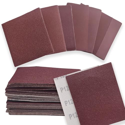 50 Pcs 1/4 Sheet Sandpaper for Palm Sander, 5.5" x 4.5" Prem
