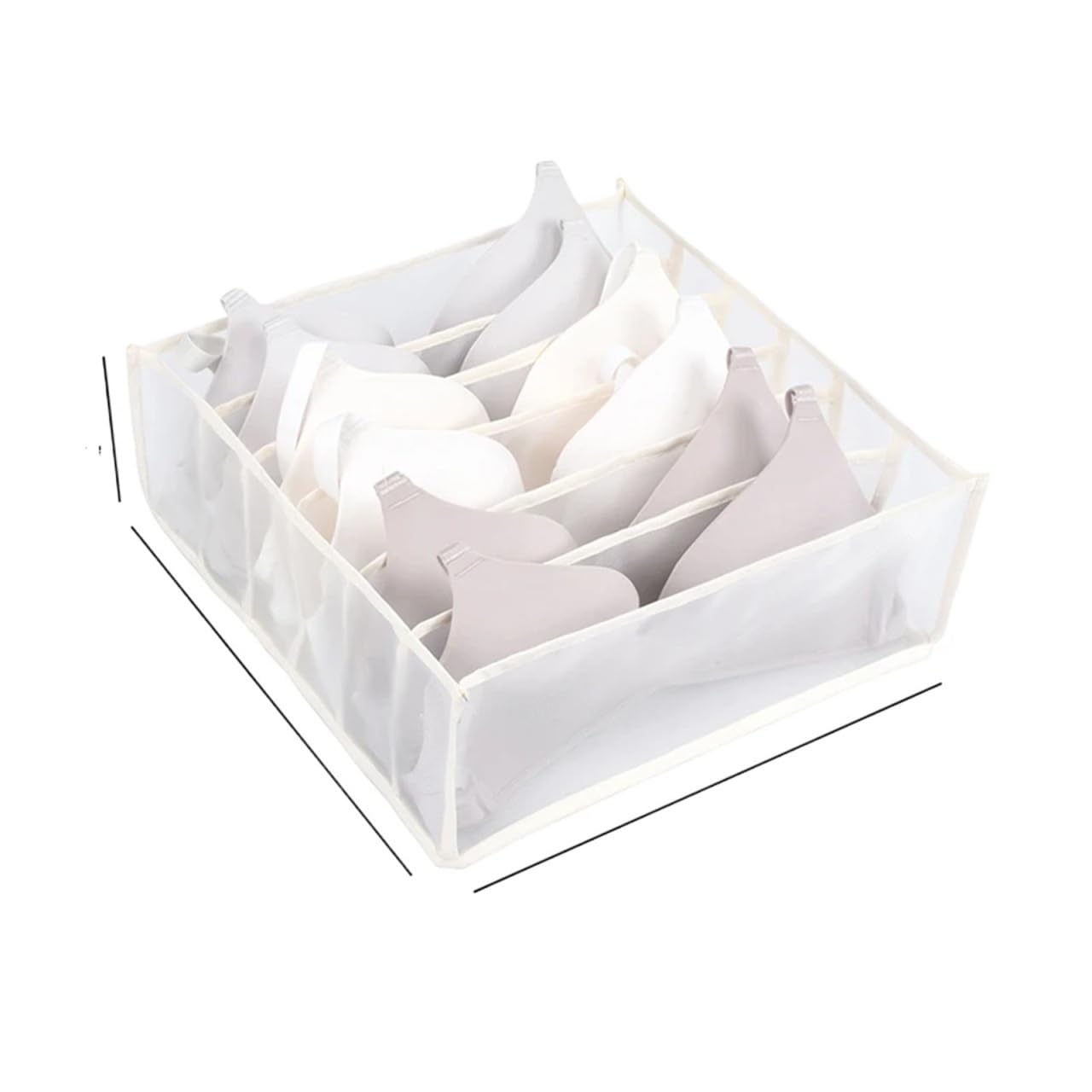 BAYNOPURIN Sock Storage Box Fabric Underwear Bra Storage Box Sorting Panty Socks Compartment Drawer Organizer Home(White 6grids)