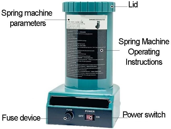 Spring Separator Machine – 50W Automatic Spring Detangler, Adjustable Gate, for 2-12mm Diameter Springs, with Safety Fuse & LED Switch