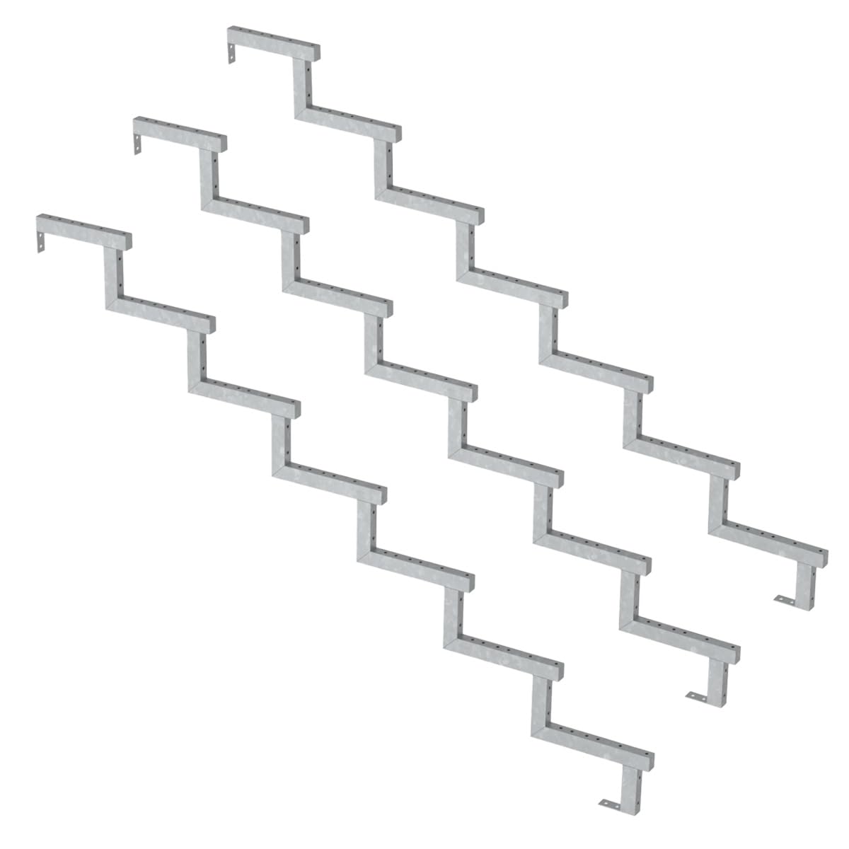 Set da 3 pezzi - Cosciale acciaio zincato – 7 gradini – H119cm-Vinuovo