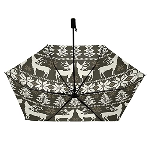 Parapluie de Noël pliable et robuste avec motif vintage de rennes