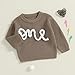 Beautooly First Birthday Outfit Baby Girl Boy Cute Letter Embroidery Warm Long Sleeve Oversized Sweater Infant Knitwear (Brown, 12-18 Months)