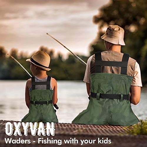 Oxyvan Chest Waders For Kids, Nylon/Pvc Waterproof Youth Fishing Waders With Boots Hanger For Fishing #TOP1