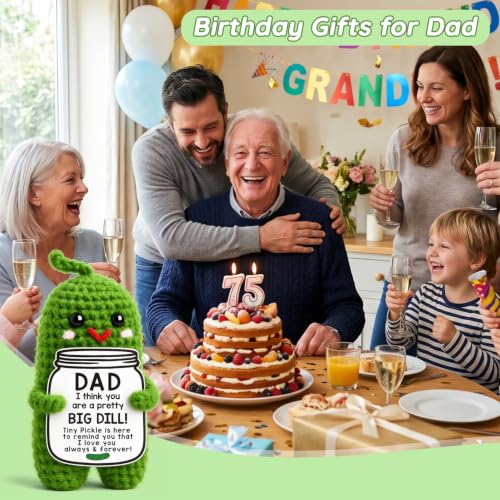 Birthday Dad Gifts from Daughter Best Dad Ever Gift Handmade Crochet Pickle - Image 4
