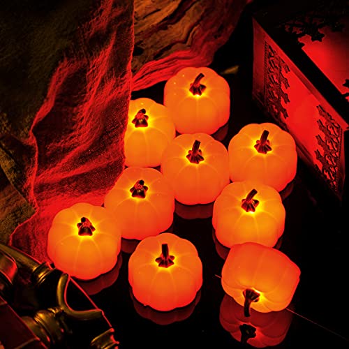 Rsxceom Pumpkin Tea Lights, 12 Pack Halloween Candles Battery Operated Led Tealight, Led Flickering Orange Pumpkin Tealights, Flameless Candles For Thanksgiving Decoration, Party, Christmas Lights #TOP1