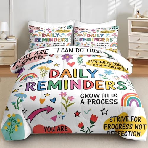 SOSIANTH Rainbow Floral Queen Comforter Set, 7 Pcs