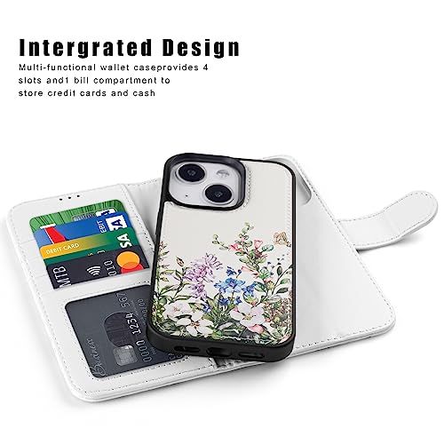 LUMARKE Designed for iPhone 15 Plus Wallet Case - Detachable Flip Folio Cover - RFID Blocking 4 Card Slots Holder -Leather Magnetic Kickstand -Protective Phone Case 6.7