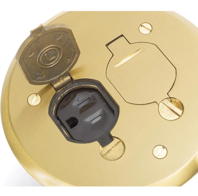 Lew Electric PBR1-FPB Round Floor Box Kit (Flip Lid, Brass)