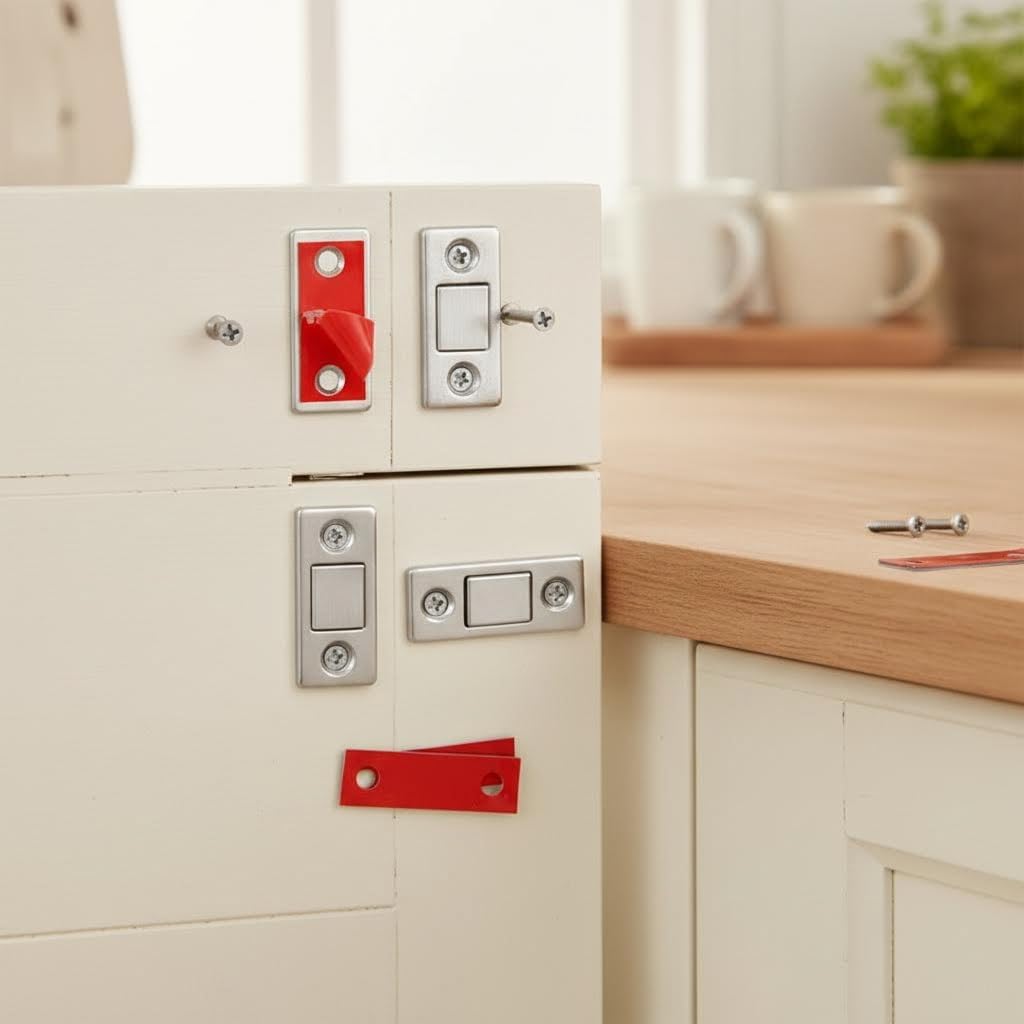 Premium Magnetic Door Catch for Adhesive Drawers Strong and Durable Closure Ideal for Kitchen Cabinets and Wardrobe Drawers Easy Installation with No Drilling Required
