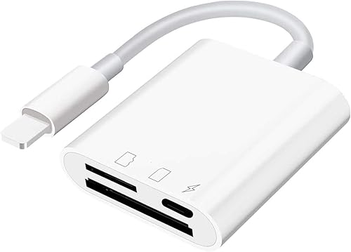 Lector de tarjetas SD para iPhone iPad, lector de tarjetas Micro SD, lector de tarjetas de memoria, visor de cámara de rastro, adaptador de tarjeta