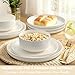 Plates and Bowls Sets, Dinnerware Sets for 4, 12 Pieces Scratch Resistant Dishware Dishes Set, Ceramic Kitchen Dinner Set, Porcelain & Microwave and Dishwasher Safe, Cream White