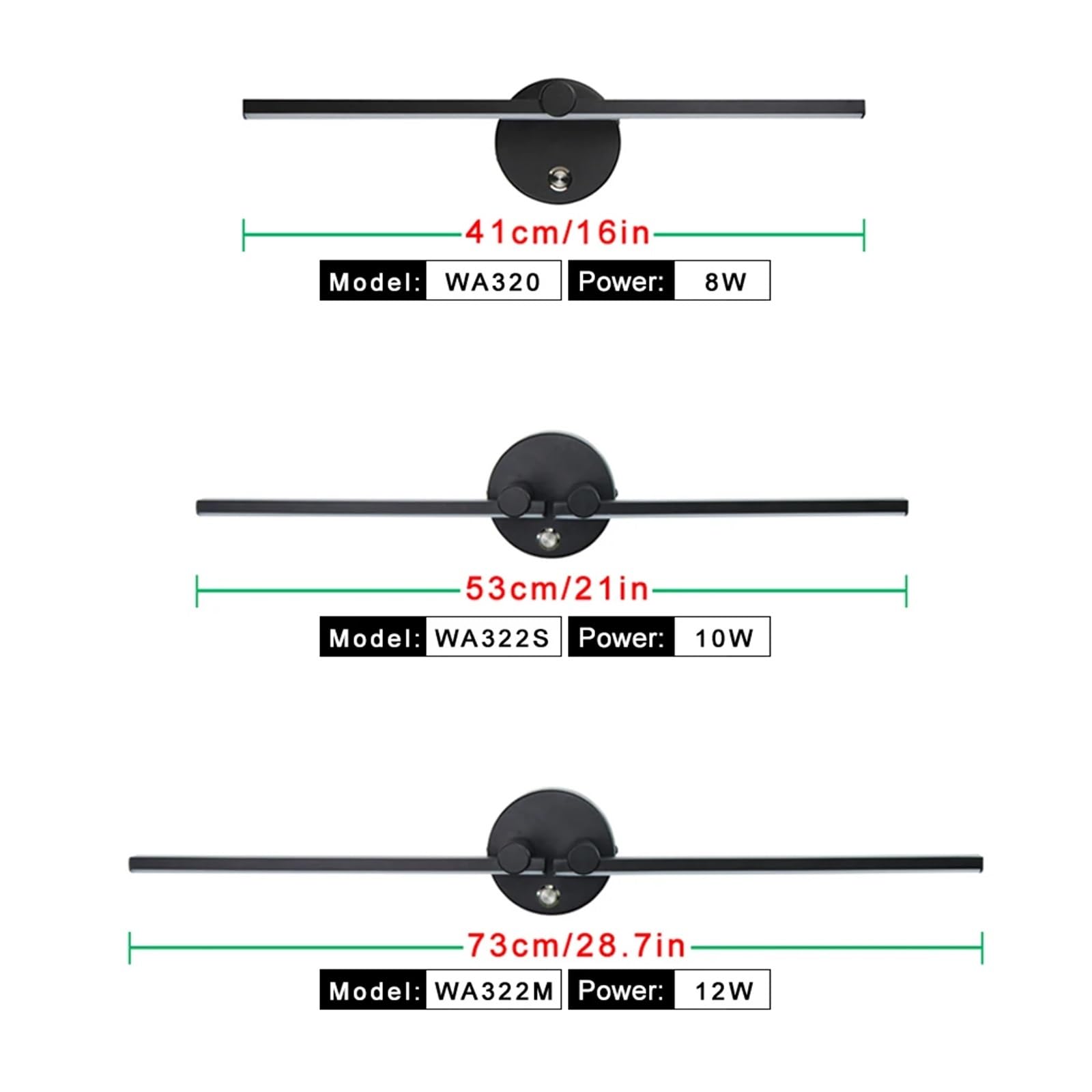 Nordic kinkiety wewnętrzne LED, 8W białe/czarne do domu sypialnia lampki nocne lustro przedni regulowany kinkiet ścienny,Długotrwałe użytkowanie | 4000K,WA322S-White Switch