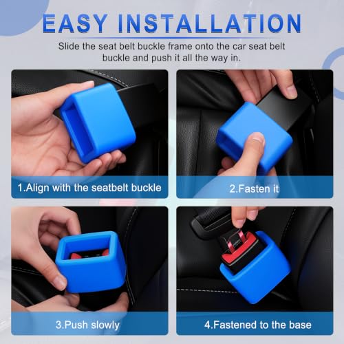 Image of Amiss 2PCS Seat Belt Buckle Holder, Universal Silicone Rear Seat Belt Booster & Fixer for Easy Access, Keeping Receptacle Upright, Car Accessories-Fits Most Cars, Glow in The Dark (Fluorescent Blue)