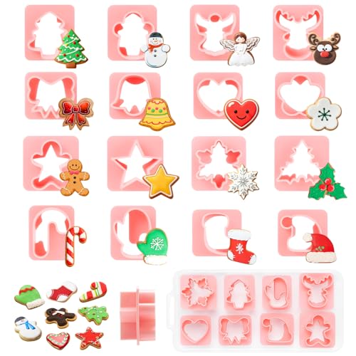 MELLIEX 8 peças mini moldes bolachas Natal, cortadores de bolachas Natal de plástico de dupla face formas de bolacha natural para cookie Fondant decoração de bolos
