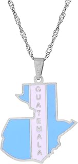 Fashion Stainless Steel Map of Guatemala Pendant Guatemalan Flag Necklace