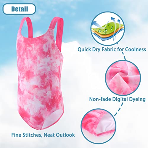 Image of Girls One Piece Swimsuits Tie Dye Bathing Suit for Girls Hawaiian Swimwear 3-16 Years