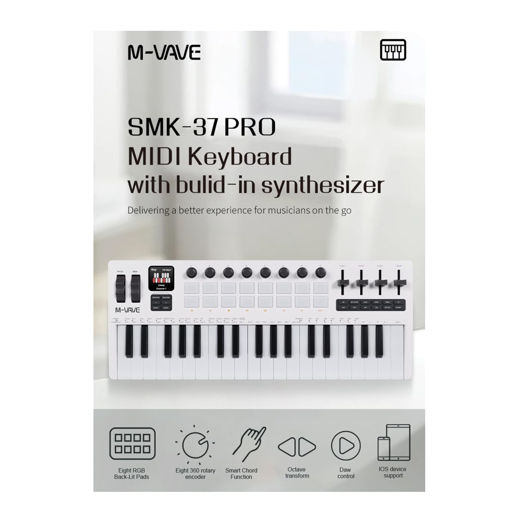M-Vave SMK-37 Pro - Clavier MIDI Bluetooth avec synthétiseur FM intégré