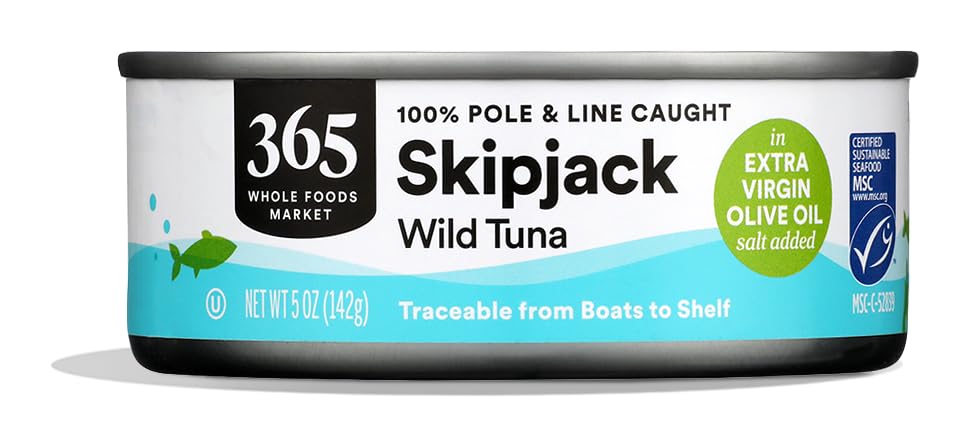 , Skipjack Tuna in Extra Virgin Olive Oil, Salt Added, 5 Ounce