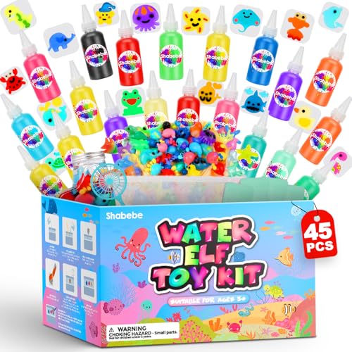 Shabebe Magic Water Elf Toy Kit– 20 Magic Gels (2 Glow-in-The-Dark) & 18 Sea Cre...