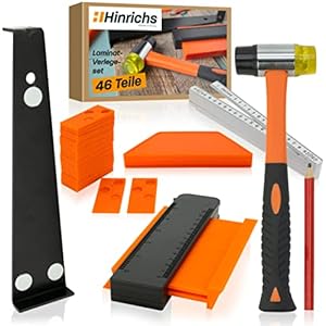 Hinrichs laminaat legset – 46-delige complete set – Laminaat vloer legset – parket, vinyl vloeren, laminaat vloeren – laminaat gereedschap vinyl leggen – vloerleg accessoires – laminaat legkit