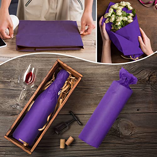 Image of 100 Sheets Purple Tissue Paper Artdly 14 x 20 Inches Purple Tissue Paper Bulk for Weddings Birthday DIY Project Wrapping Crafts Decor
