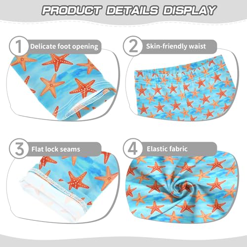 Starfish Blue Pattern Girls Leggings Soft Comfortable Athletic Leggings Dancing Pants for 4-10 Years3