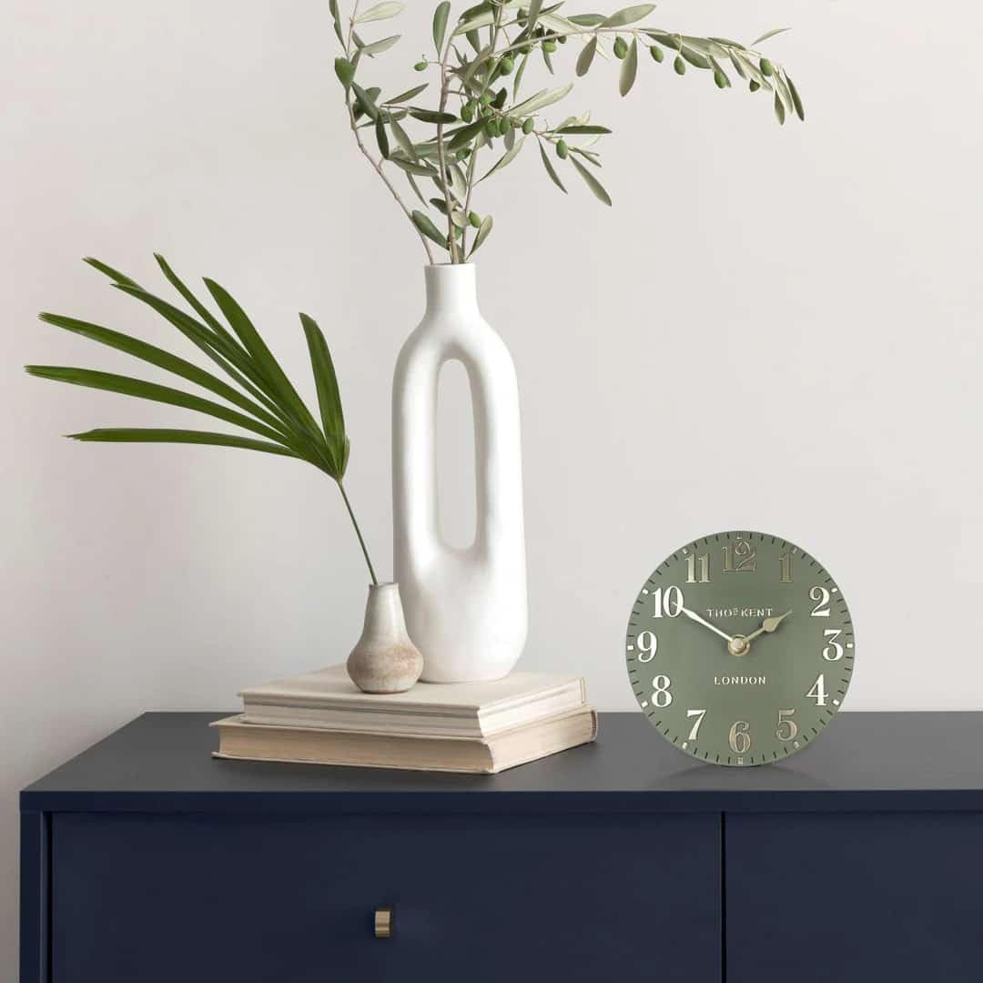 Thomas Kent - Arabic Lichen Green Mantel Clock - 6'' AMC06066 - Image 2