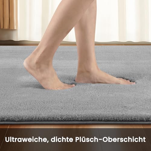 Sour Lemon Teppich Wohnzimmer Grau Teppich Schlafzimmer 80x150 cm Kurzflor Waschbar rutschfest Flauschig Teppiche Gegend Läufer Teppiche Carpet für Jugendzimmer Kinderzimmer