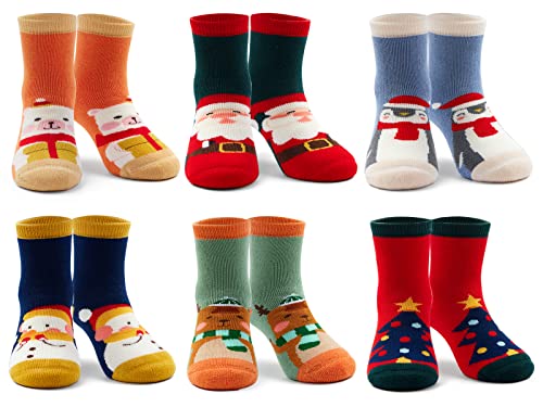 Boys Winter Socks Kids Warm Crew Socks Thermal Terry Socks for Boys 6 Pairs