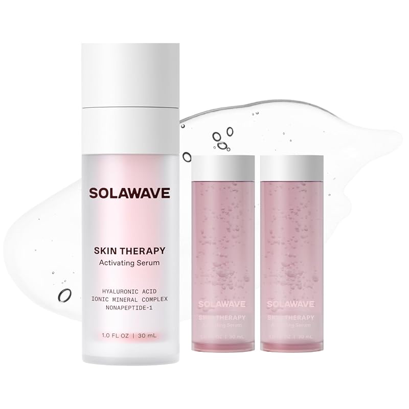 Sérum ativador de terapia facial Solawave com ácido hialurônico, pacote com 1 frasco e 2 refis