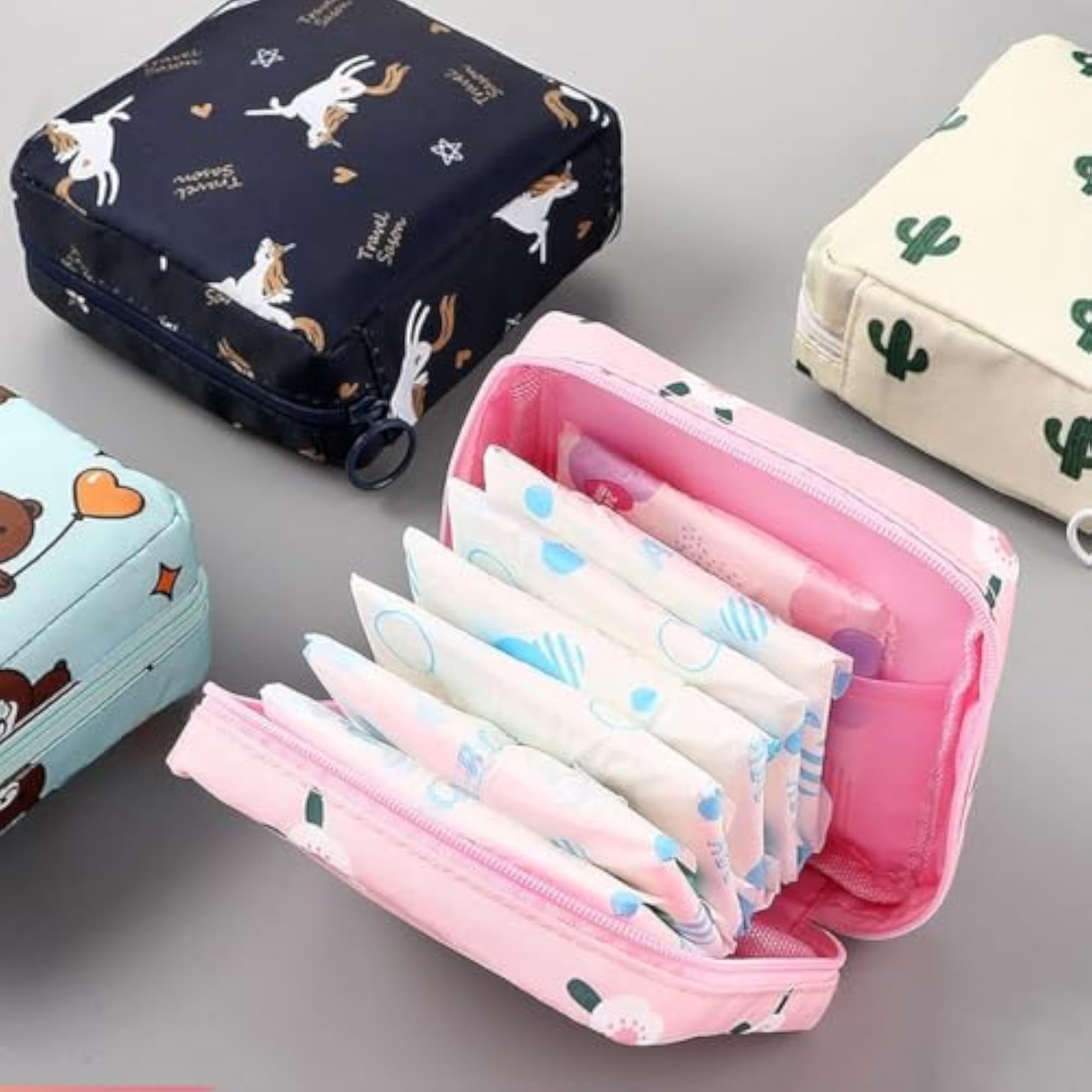 Compact Travel Pouch for Sanitary Napkin Storage
