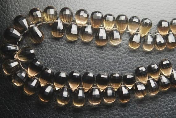 Quartz fumé taillé en gouttes briolettes 9-11mm de qualité joaillerie