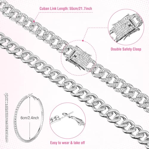 Image of Tisancy 4 Pcs Rhinestone Belt for Men Women Glitter Cowboy Hat Diamond Chain Earring Outfit for Party Supplies