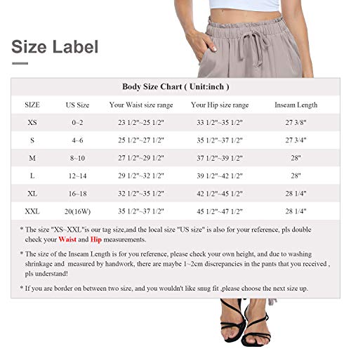 andy & natalie Women\'s Elastic Waist Pants Drawstring Cargo Paper Bag Pockets Ankle Tie Jogger Sweatpants Trouser Khaki