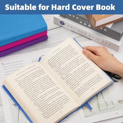 KICNIC Dark Blue Fabric Book Cover for Hardcover, 1 Pack, 6x9 Inch, Up to 8.5”x9.5”, Adjustable School Book Sleeve Protector for Teens, Stretchable Decorative Cloth Book Sox for Book Lovers