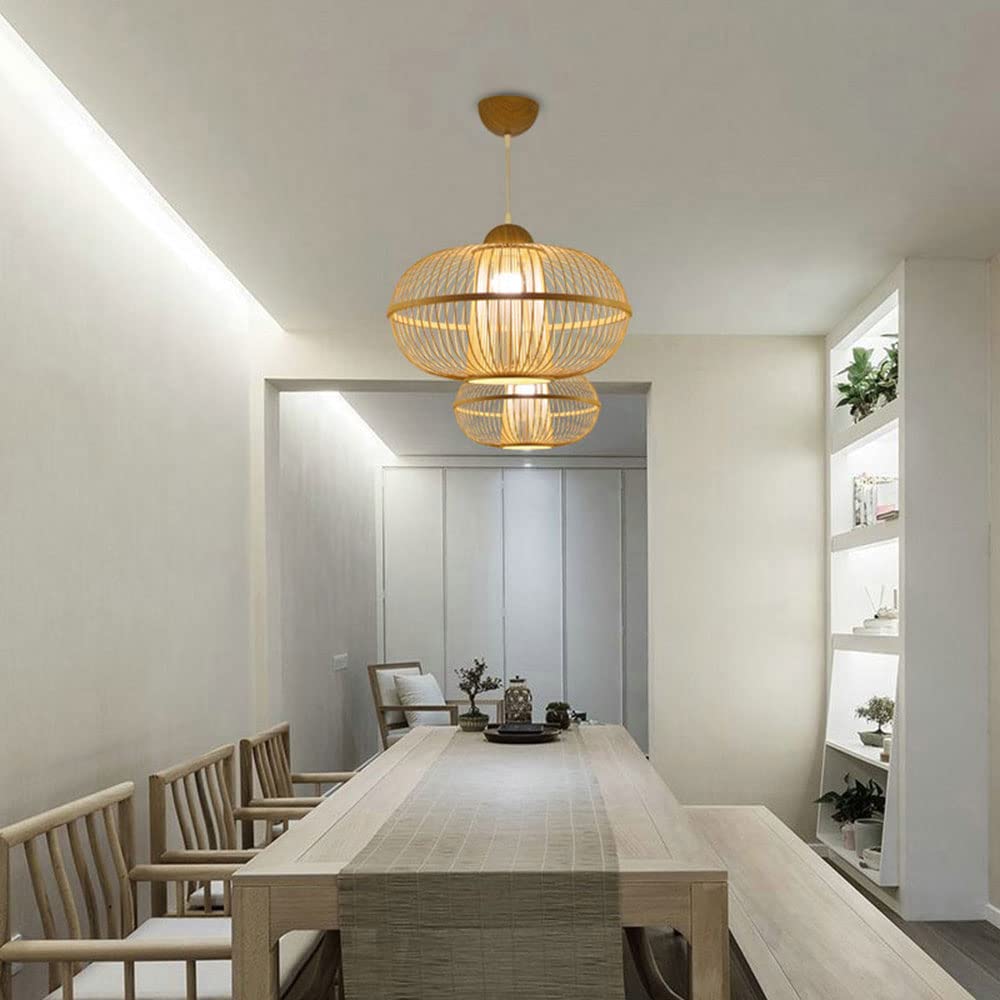 chandelier Lampa wisząca, ręcznie tkana lampa wisząca z bambusa, ręcznie tkana lampa wisząca z rattanu w kształcie kopuły, naturalne żyrandole z podstawą E27 Tkane światło 1 lampa wisząca do kuchni