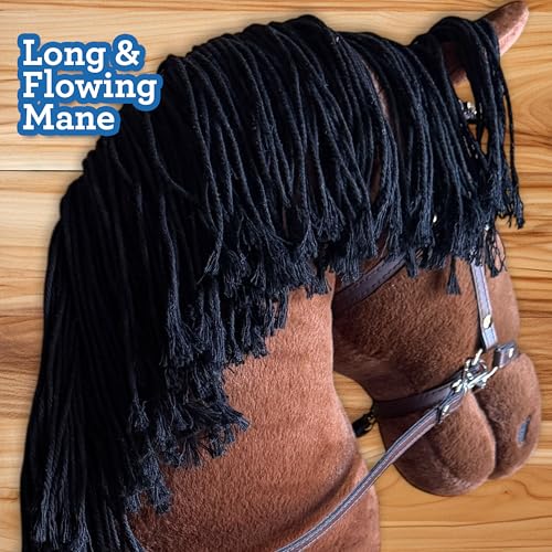 Playful Minds Large Hobby Horse for Kids and Adults – Show Quality with Rhinestone Studded Bridle, Removable Reins, and Long Mane – Plush Handmade Tournament Stick Horse (Bay (Brown)) by Playful Minds - Image 6