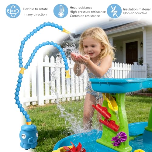 Image of Rechargeable Water Table Pump,Kids Sand Water Play Pump,3 Spray Modes,Compatible with Most Outdoor Toddler Activity Table on Market,IPX7 Waterproof Design,Lovely Octopus Water Pump