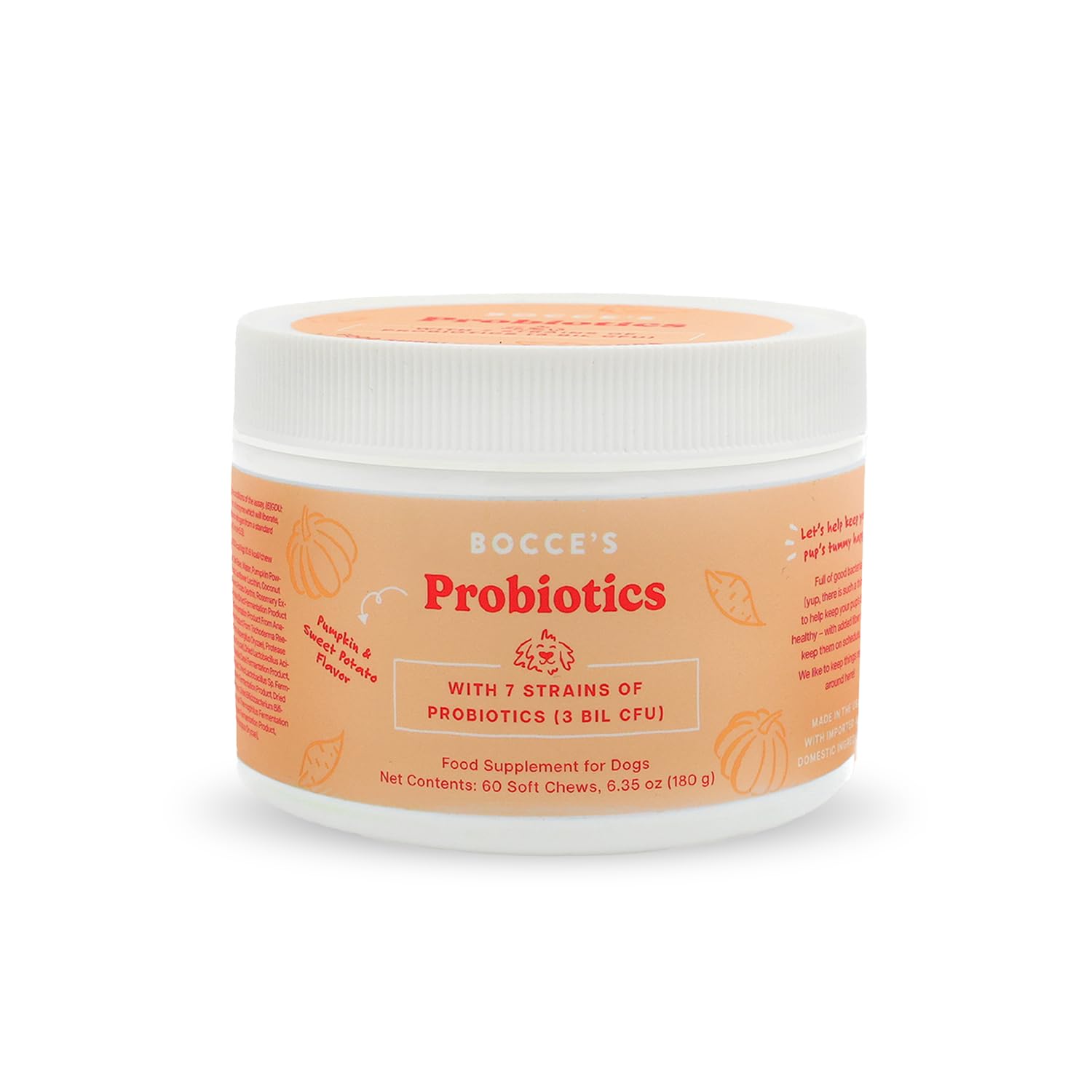Bocce's Bakery Probiotic Supplement Chews, Pumpkin & Sweet Potato (60 ct)