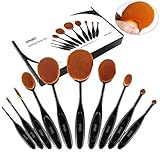 Makeup Brush Set 10 Pieces Spaire Professional Oval Makeup Brushes with Super Soft Dense Bristles 90 Degree Bending Grip Refined Gift Box