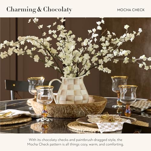 Image of MACKENZIE-CHILDS Pitcher with Spout, Brown-and-White Mocha Check