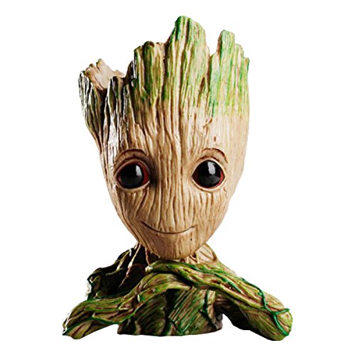 Groot Flower Pot Treeman Model Hands on The Chin Cute Green Plants Flowerpot and Hole Pen Holder (Original Version)