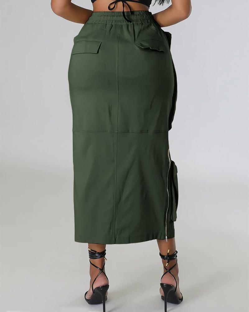 ebossy Women's Vintage 90s Drawstring Stretchy Zipper Muti-Pockets ebossy Women's Vintage 90s Drawstring Stretchy Zipper Muti-Pockets