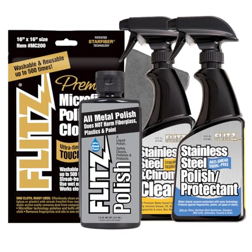 Kit para acero inoxidable FLITZ con pulidor y paños miniatura 1