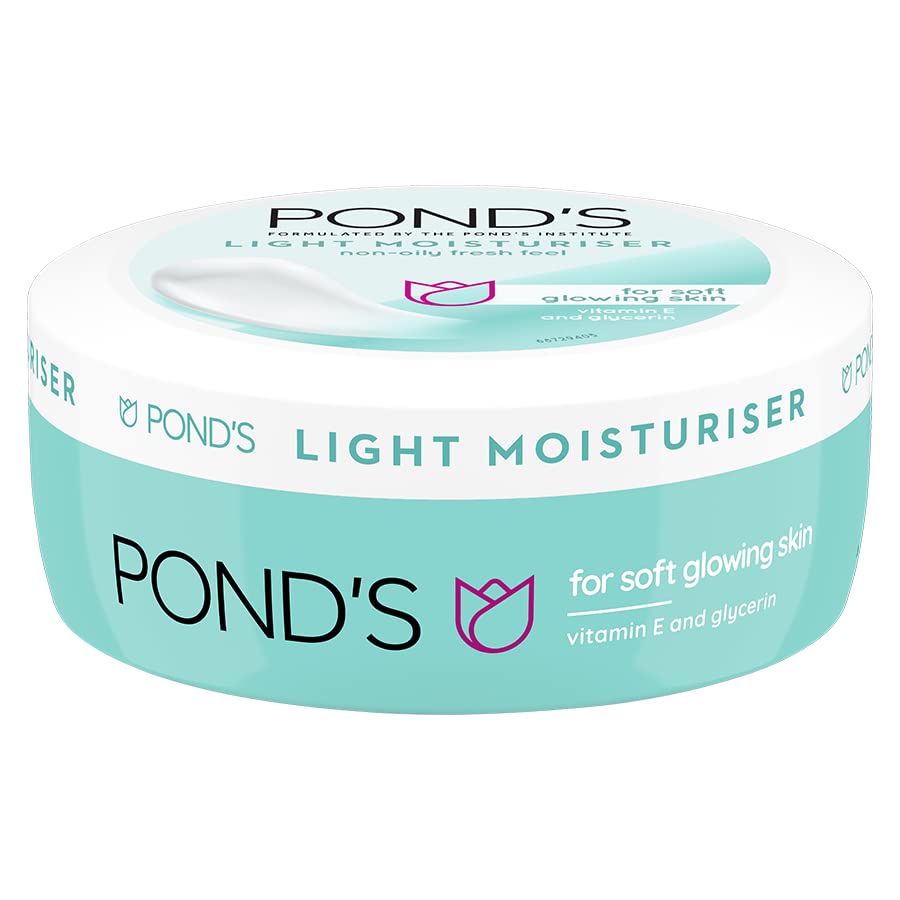 Image of POND'S Light Moisturizer, 100Ml, For Soft, Glowing Skin, With Vitamin C, E & Niacinamide, 24Hr Hydration, Lightweight Non-Oily Cream, Spreads Easily (Pack of 2)