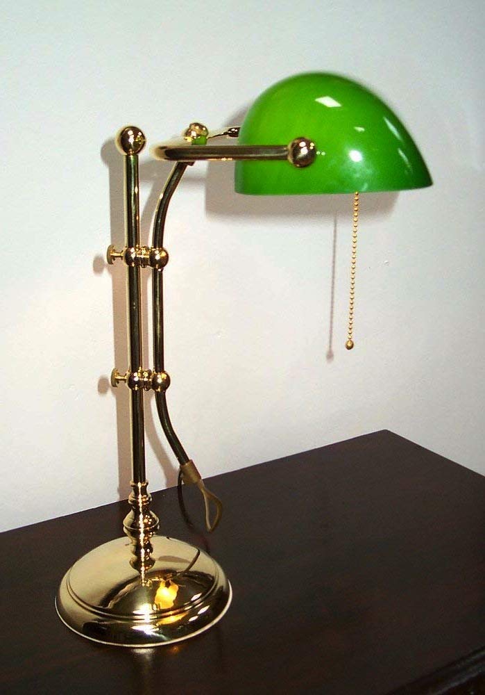 Lampada da tavolo in ottone lucido ministeriale altezza max 55 cm
