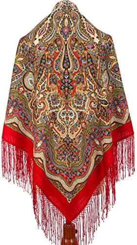 Pavlovo Posad Russian Shawl Soft Italian 100% Wool 135x135 cm 53x53 Pashmina Scarf Silk Tassels Wrap 1763-5 VB image 4
