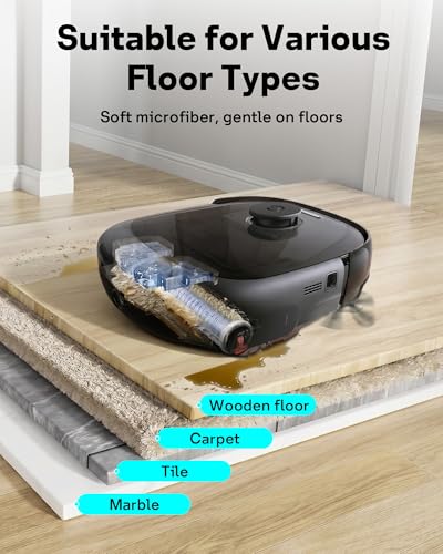 Image of Leemone E25 Replacement Roller Mop for eufy E25 /E28 / S1 / S1 Pro / S2 Omni | 2 Pack E25 Roller Mop for Hardwood Tile Marble Carpet Floors, Soft Microfiber Roller Mop, Washable & Reusable, Easy Install