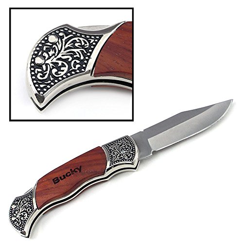 Personalized Rosewood Handle Pocket Folding Knife with 2 Lines of Engraving - Wedding